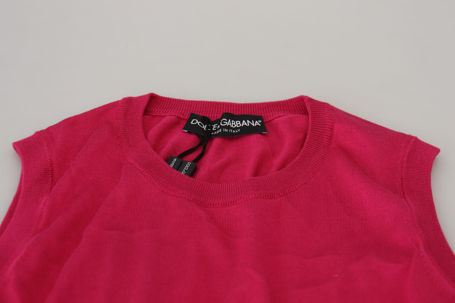 Dolce & Gabbana – Tanktop mit Rundhalsausschnitt und Seidenweste in Rosa
