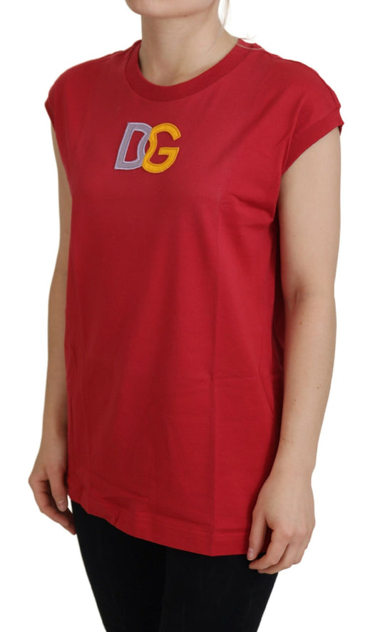 Dolce & Gabbana – Rotes Tanktop aus Baumwolle mit DG-Logo