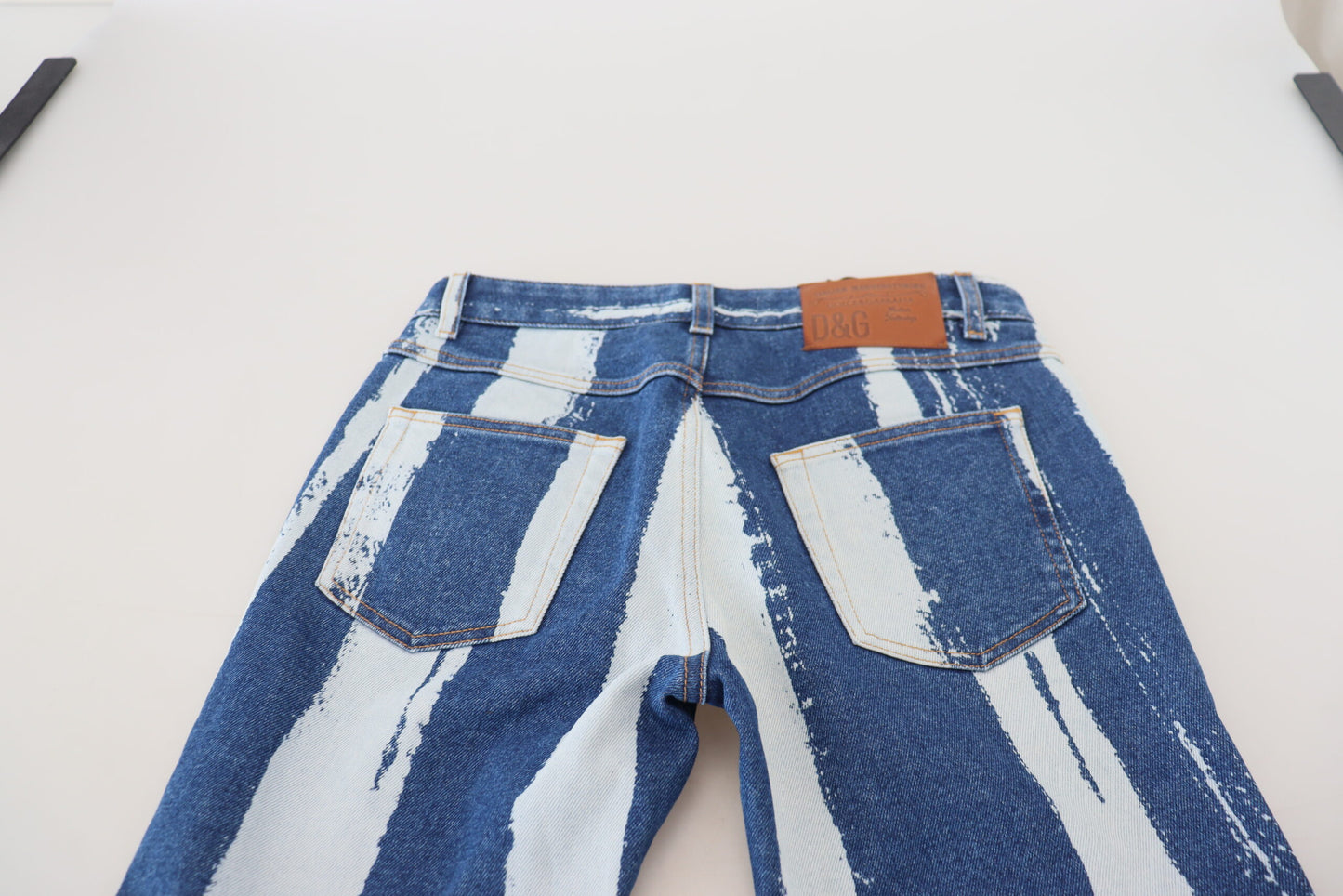 Dolce & Gabbana – Kobaltblau gestreifte Skinny-Jeans aus Baumwolle