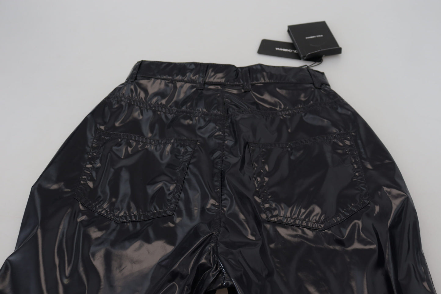 Dolce & Gabbana – Schwarze Skinny-Hose aus Nylon mit hoher Taille