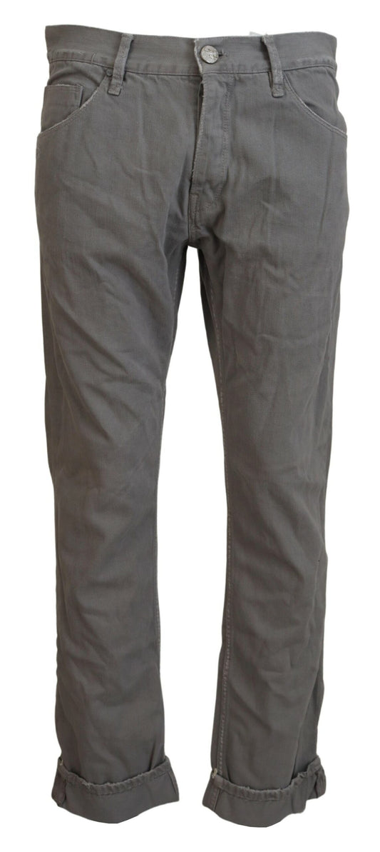 Acht – Lässige Jeans aus Baumwolle mit geradem Schnitt und gefaltetem Saum, Grau