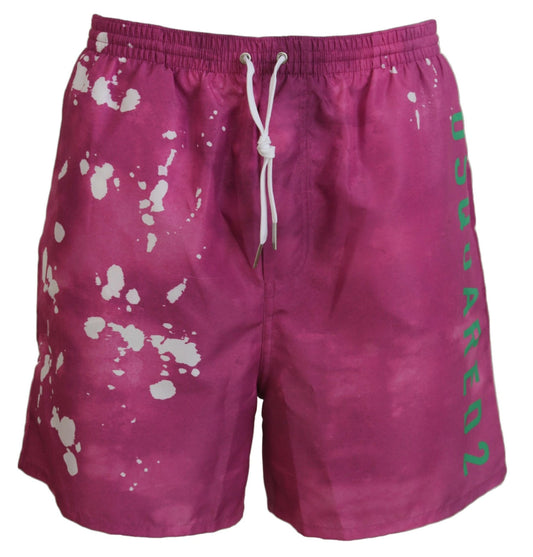 Dsquared² Pink Tie Dye Logo Herren Beachwear Shorts Bademode
