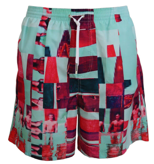 Dsquared² Mehrfarbig bedruckte Beachwear-Shorts Bademode