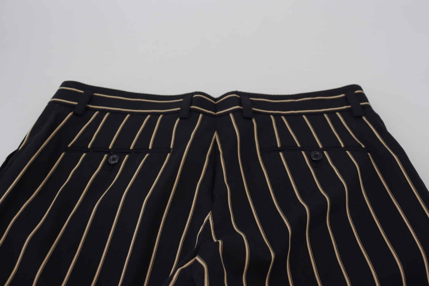 Dolce & Gabbana Schwarz-Beige gestreifte Baumwoll-Stretchhose