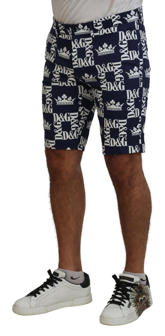 Dolce & Gabbana, blaue Chinoshorts aus Baumwolle mit Logo-Print