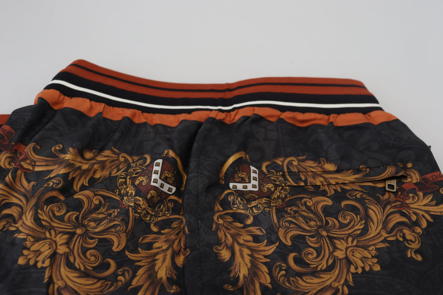 Dolce & Gabbana Graue Seidenhose mit Barockkrone, Sporthose