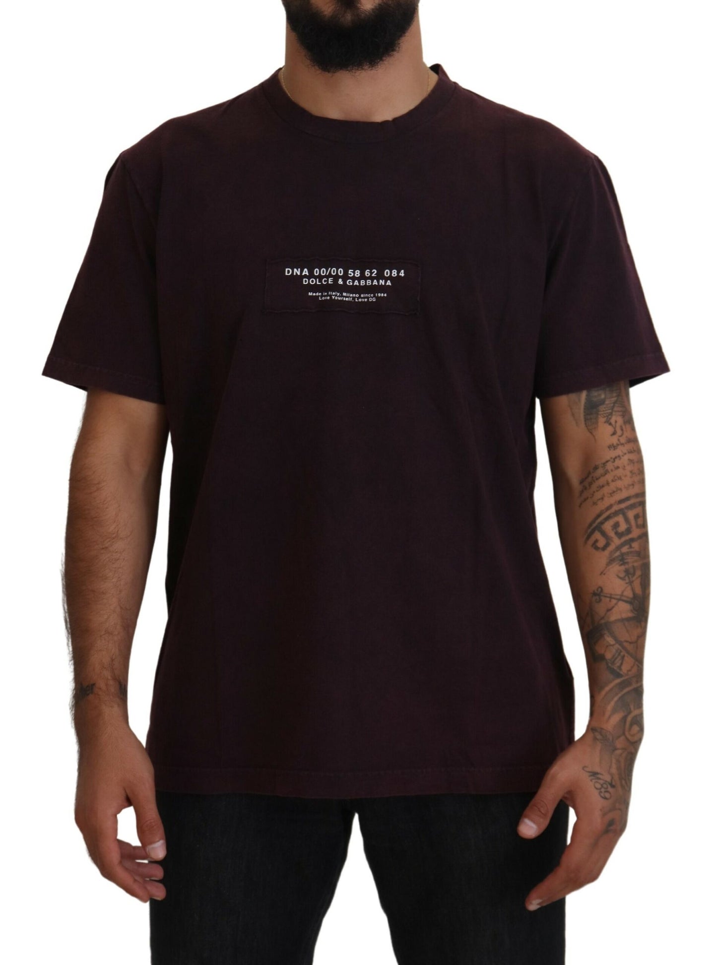 Dolce & Gabbana Bordeauxfarbenes T-Shirt mit Rundhalsausschnitt und kurzen Ärmeln