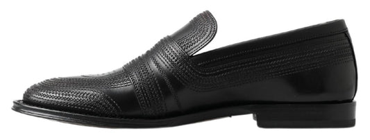 Dolce & Gabbana – Slipper-Loafer aus schwarzem Leder mit Nähten