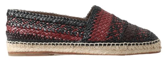 Dolce & Gabbana – Espadrilles aus Büffelleder in Schwarz und Bordeaux