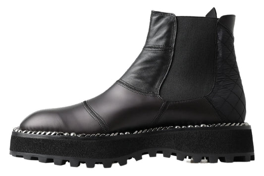 Dolce & Gabbana – Schwarze Stretch-Stiefel aus Leder zum Hineinschlüpfen