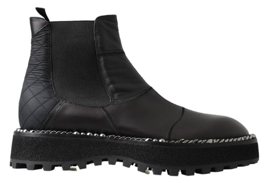 Dolce & Gabbana – Schwarze Stretch-Stiefel aus Leder zum Hineinschlüpfen