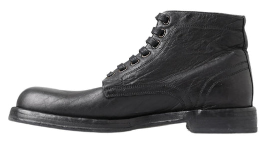 Dolce & Gabbana Schwarze Perugino-Stiefel aus Pferdeleder