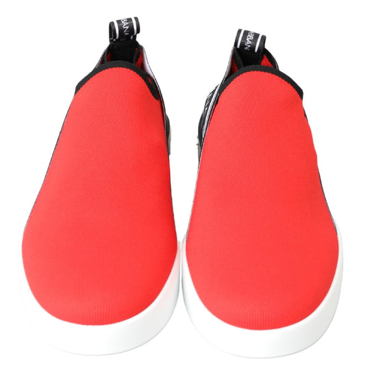 Dolce & Gabbana Rot Weiß Flache Sneakers Loafer Schuhe