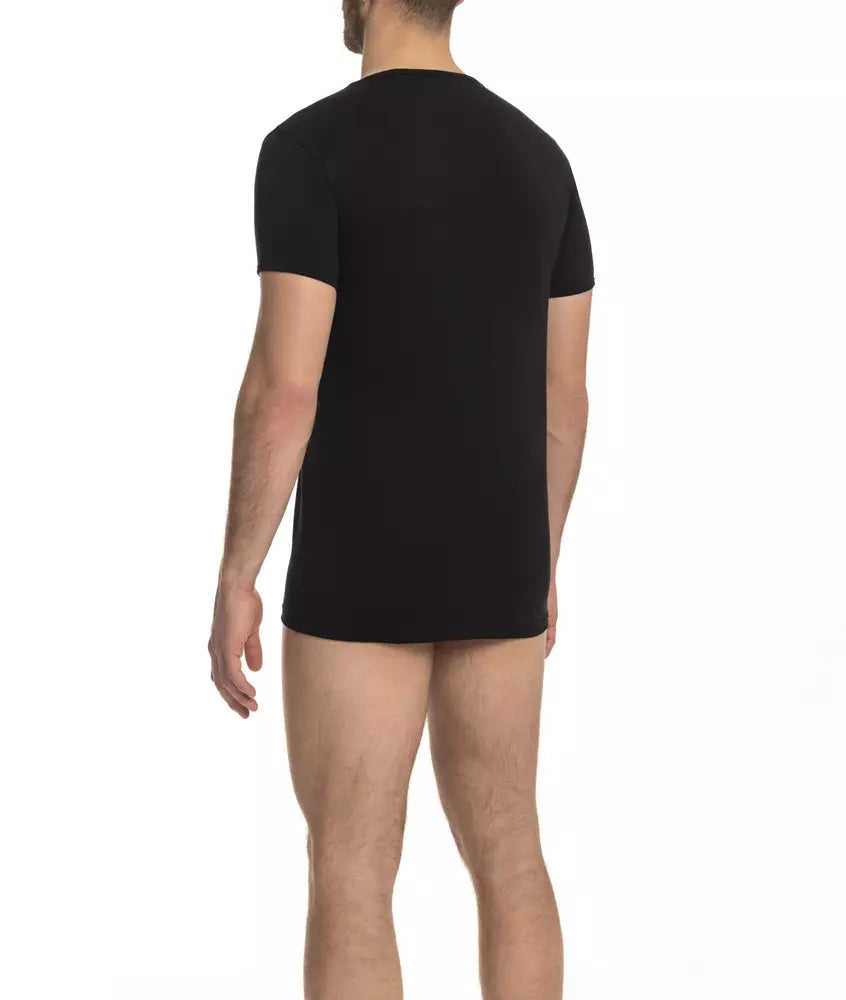 Cavalli Class Herren-T-Shirt aus schwarzer Baumwolle