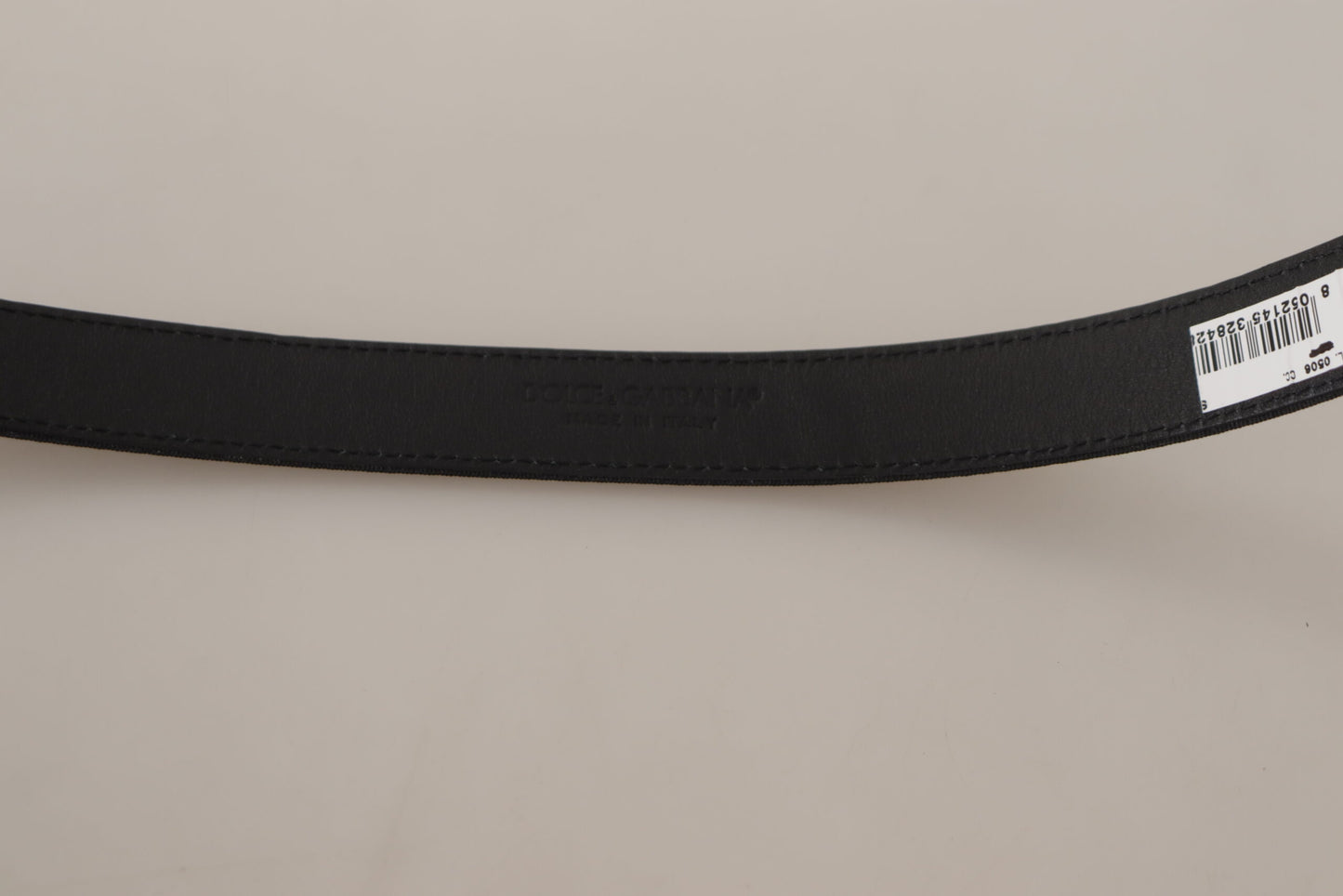 Dolce & Gabbana – Schwarzer Kalbs-Canvas-Gürtel mit silberfarbenem Logo aus Metall