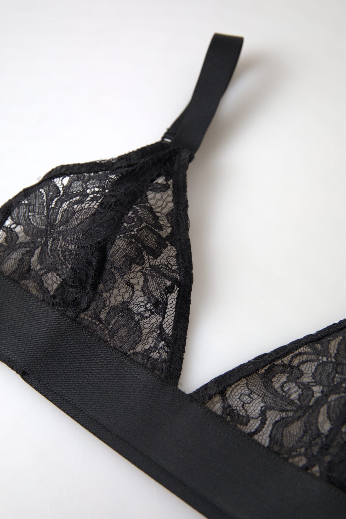 Dolce & Gabbana – Schwarzer Nylon-Stretch-BH mit Blumenspitze