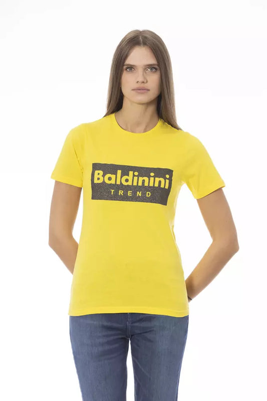Baldinini Trend Gelbes Baumwoll-T-Shirt für Damen