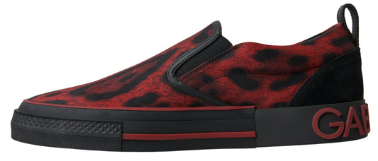 Dolce & Gabbana Rot Schwarz Leopard Loafers Sneakers Schuhe