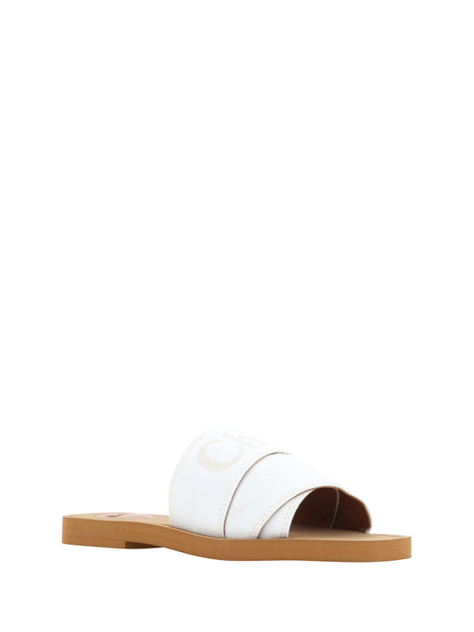 Chloé Elegante weiße Baumwoll-Sandalen