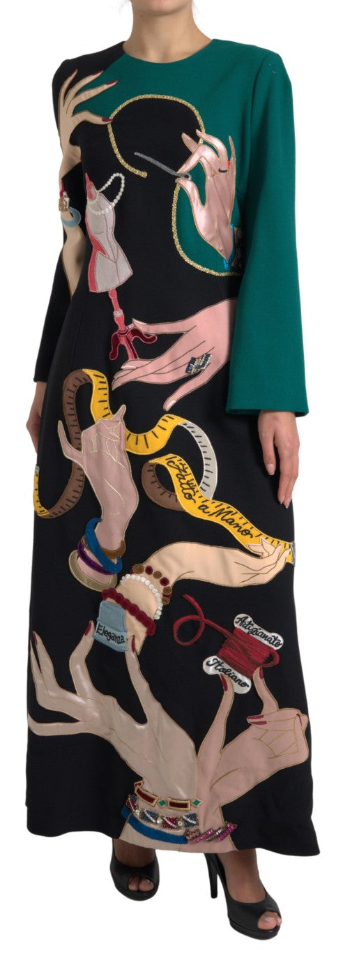 Dolce & Gabbana – Mehrfarbiges Maxikleid in A-Linie mit langen Ärmeln