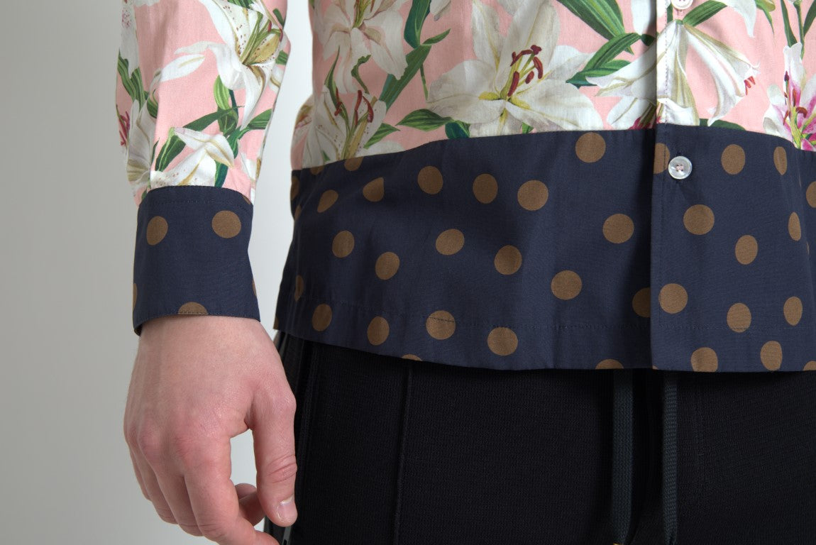 Dolce & Gabbana – Baumwollhemd mit gepunktetem Lilien-Print und Kragen