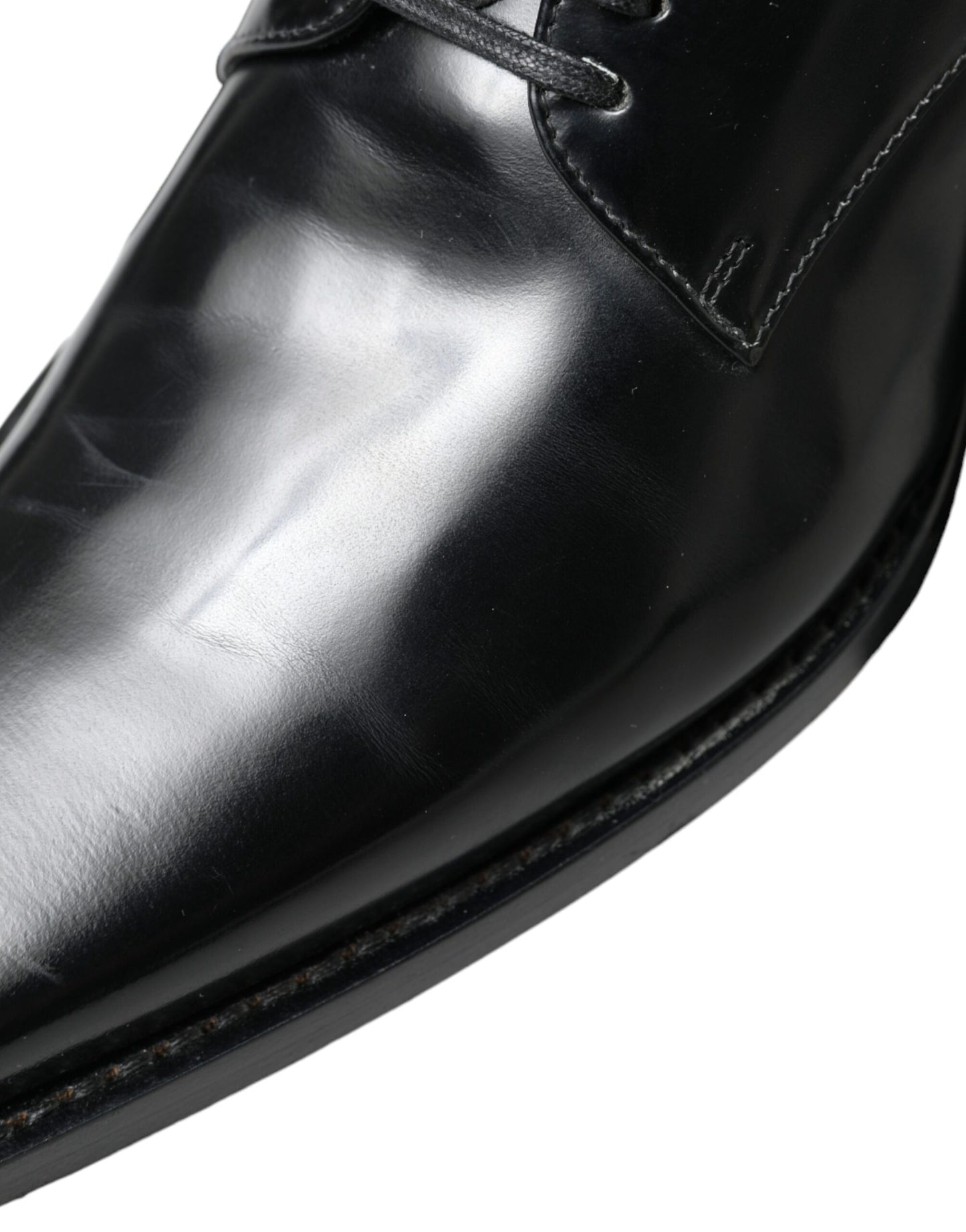 Dolce & Gabbana – Schwarze, formelle flache Schnürschuhe aus Leder