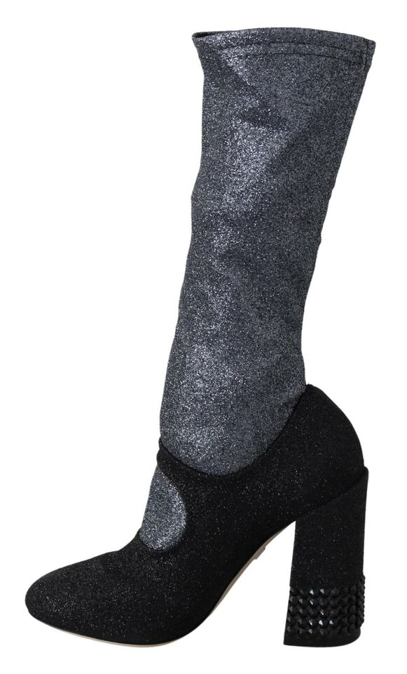 Dolce & Gabbana – Mary Janes-Stiefeletten mit Kristallen in Schwarz