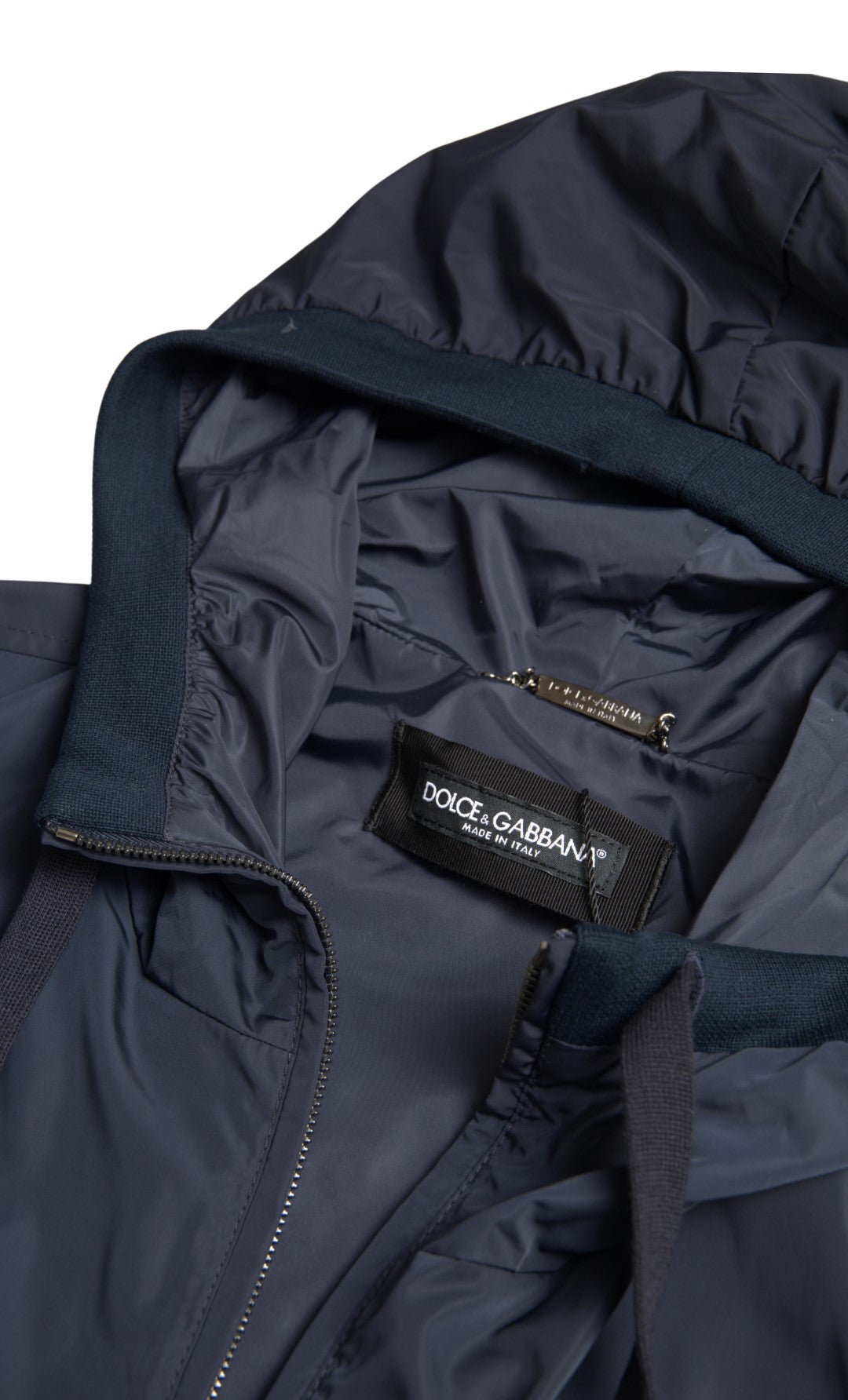 Dolce & Gabbana – Blauer Polyesterpullover mit durchgehendem Reißverschluss und Logo