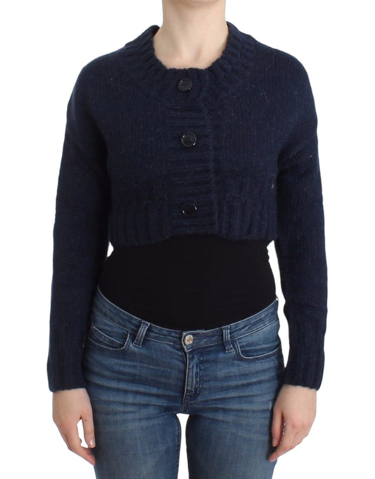 John Galliano Blaue kurze Strickjacke