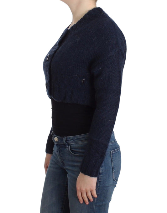 John Galliano Blaue kurze Strickjacke