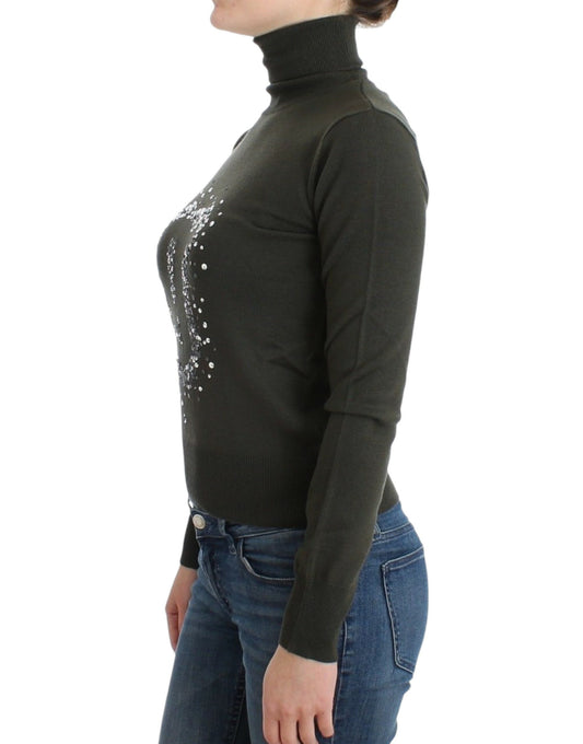 John Galliano Grüner Rollkragenpullover aus Wolle