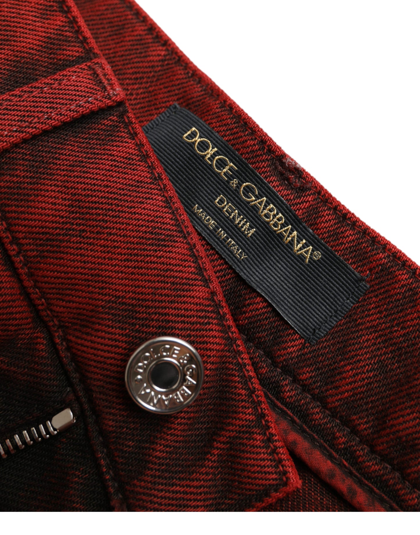 Dolce & Gabbana Rote Stretch-Hotpants aus Denim mit hoher Taille