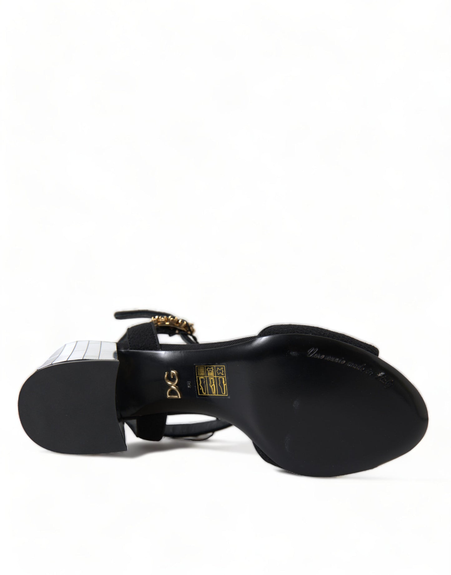 Dolce & Gabbana – Sandalen mit Knöchelriemen und Kristallen in Schwarz
