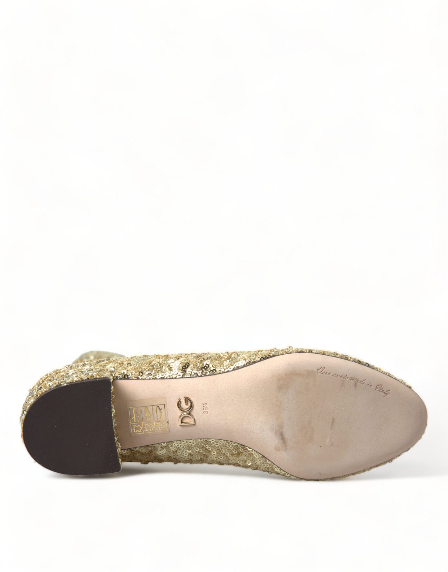 Dolce & Gabbana – Kurze Stiefel mit goldenen Pailletten und Stretch-Schuhen