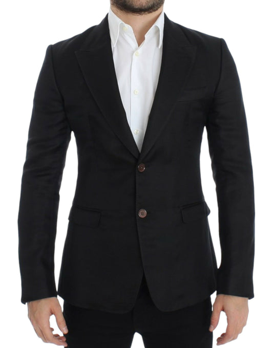 Dolce & Gabbana – Schwarzer Slim-Fit-Blazer aus Seide