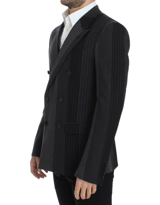 Dolce & Gabbana Grau gestreifter Wollstretch-Blazer