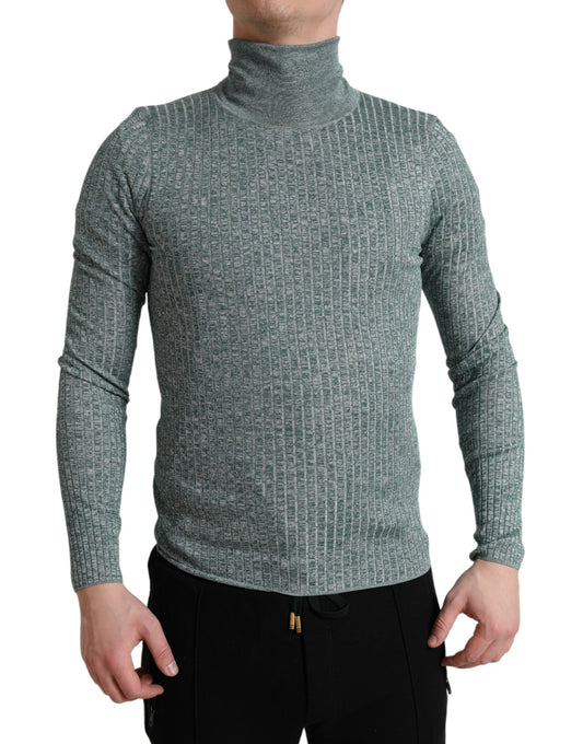Dolce & Gabbana, grüner Rollkragenpullover aus Polyester