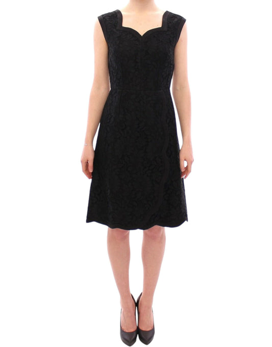 Dolce & Gabbana Schwarzes Sicily-Laufstegkleid mit Blumenspitze