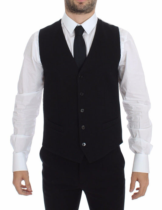 Dolce & Gabbana – Schwarze Anzugweste aus Baumwolle mit Blazer