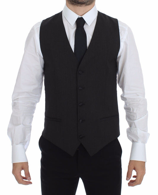 Dolce & Gabbana Grauer Woll-Stretch-Westenblazer
