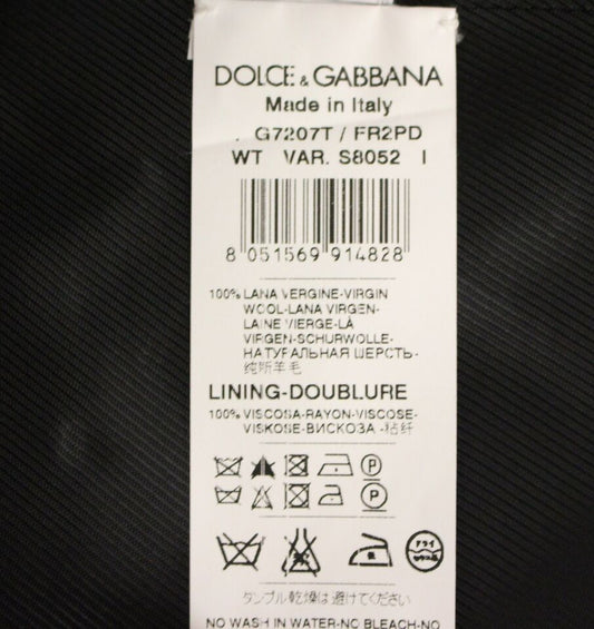 Dolce & Gabbana Grau gestreifte einreihige Wollweste