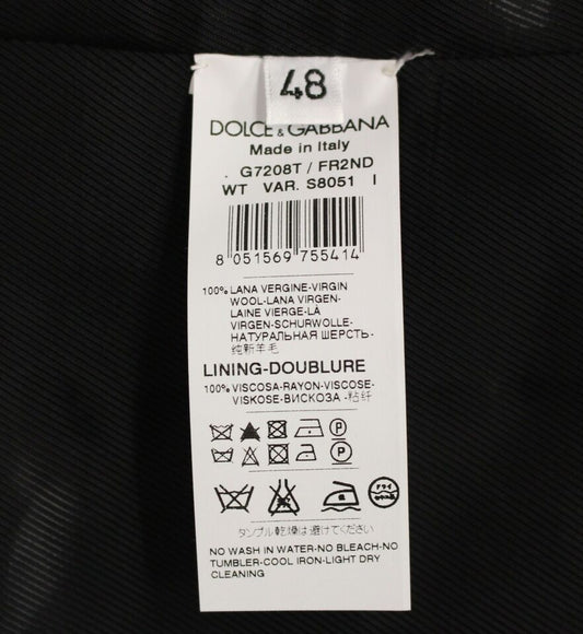 Dolce & Gabbana – Einreihige Weste aus schwarz gestreifter Wolle