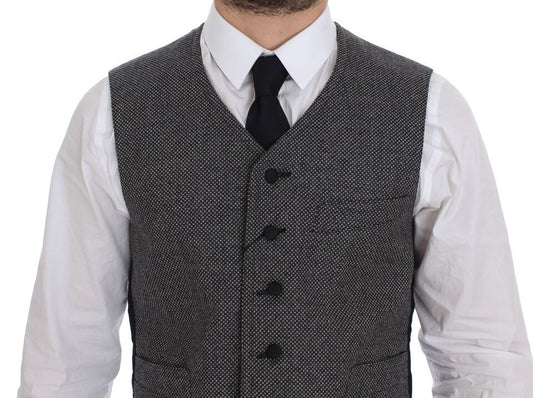 Dolce & Gabbana Graue Weste aus Baumwollmischung mit Logo