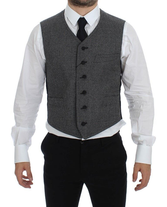 Dolce & Gabbana Graue Weste aus Baumwollmischung mit Logo