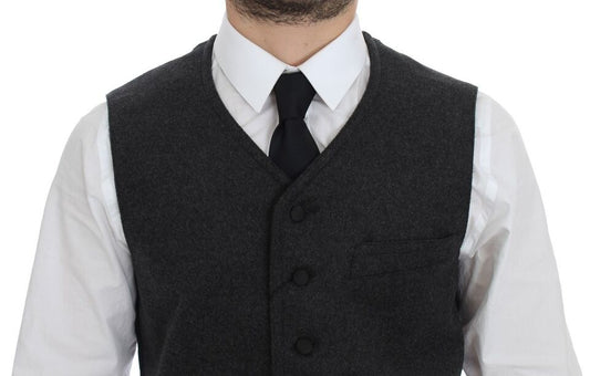 Dolce & Gabbana Graue Weste aus Wollmischung mit Logo