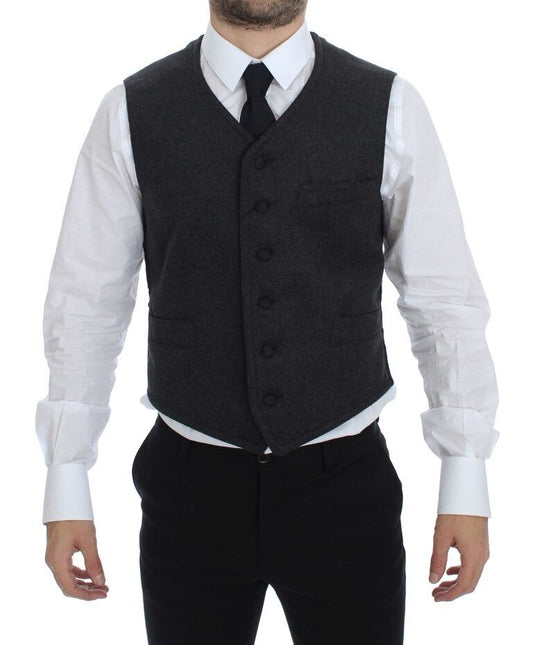 Dolce & Gabbana Graue Weste aus Wollmischung mit Logo