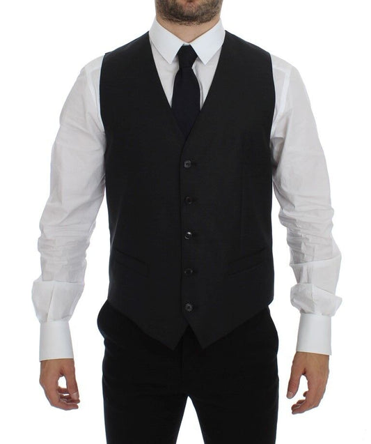 Dolce & Gabbana Graue Woll-Seiden-Kleidweste Weste