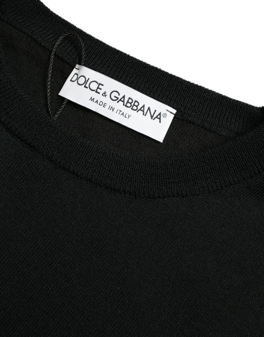 Dolce & Gabbana Schwarzer Pullover aus Wolle mit Rundhalsausschnitt