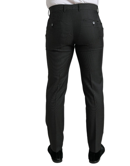 Dolce & Gabbana – Dunkelgraue, schmale Stretch-Anzughose