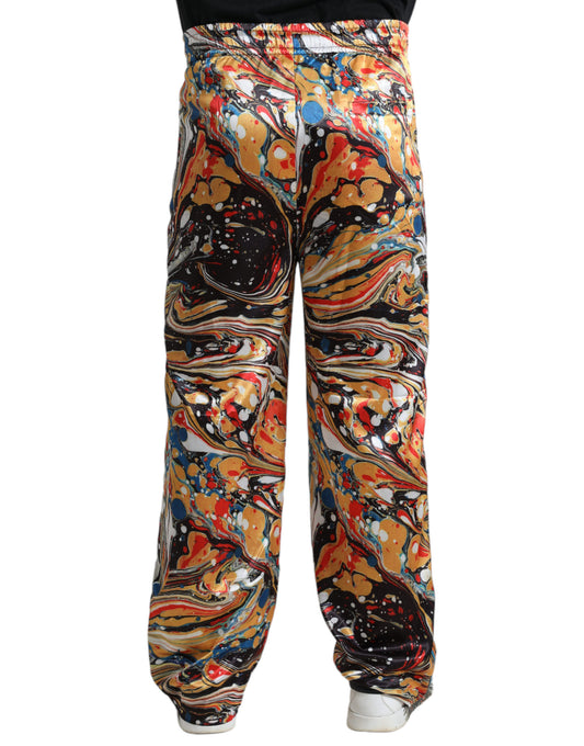 Dolce & Gabbana Satinhose mit mehrfarbigem Marmor-Print